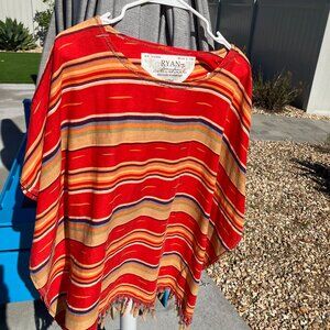 Serape oversized poncho style top with sleeves,  size S/M